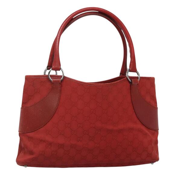 GUCCI GG Canvas Hand Bag Red Silver - Picture 1 of 16